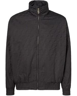 Fendi Ff-Motif Zip-Up Jacket - Black