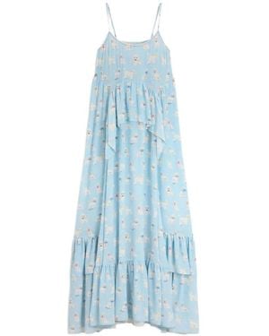 Fiorucci Ruffled Poodle-Print Maxi Dress - Blue