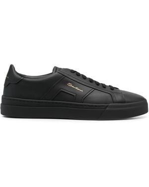 Santoni Leather Low-Top Sneakers - Black