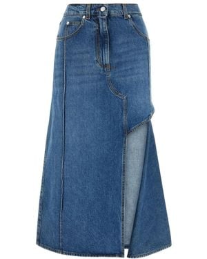 McQueen Denim Midi Skirt - Blue
