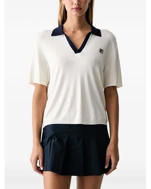 Fila Sennes Logo-Patch V-Neck T-Shirt - White