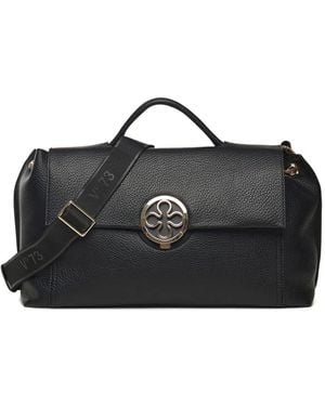V73 Federica Flower-Detail Tote Bag - Black