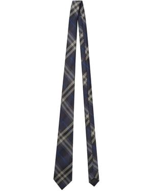 Burberry Check-Pattern Silk Tie - White