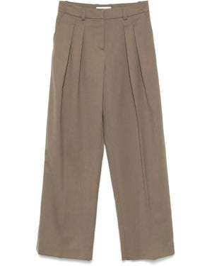 Frankie Shop High-Waisted Khaki Pants With Pleated Front Detail - Gray