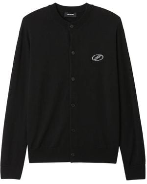 we11done Logo-Embellished Cardigan - Black