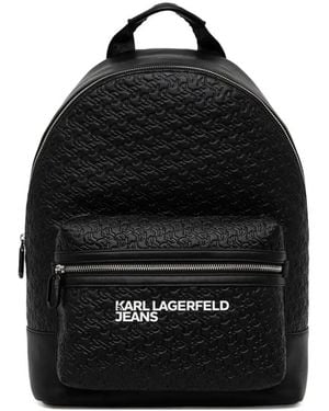 KARL LAGERFELD Logo-Embossed Backpack - Black
