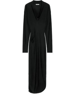 Lemaire Draped V-Neck Dress - Black
