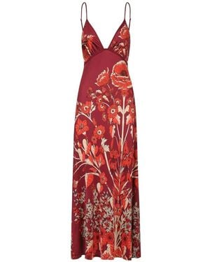 Johanna Ortiz Sendero De Astromelias Floral-Pattern Maxi Dress - Red