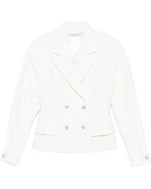 Alessandra Rich Crystal-Embellished Double-Breasted Jacket - White