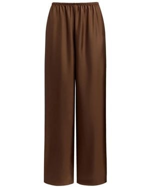 12 STOREEZ Elastic-Waist Silk Palazzo Pants - Brown