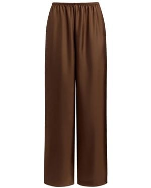12 STOREEZ Pantaloni A Palazzo Con Vita Elasticizzata - Marrone
