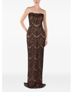 ANDREEA VENECIUC Valeria Strapless Lace Gown - Brown