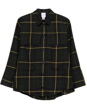 Patou Check-Pattern Flap-Pocket Shirt - Black