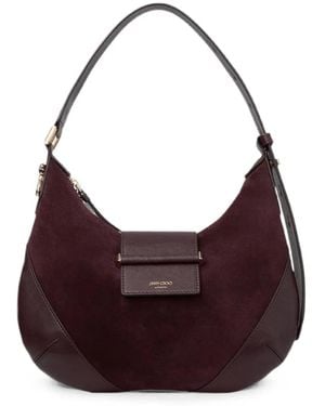 Jimmy Choo Bar Hobo Suede Shoulder Bag - Purple