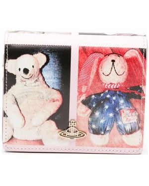 Vivienne Westwood Teddy-Print Leather Wallet - Pink