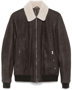 Barba Napoli Leather Bomber Jacket - Black