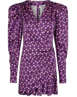 ROTATE BIRGER CHRISTENSEN Puff-Sleeve Floral Print Mini Dress - Purple