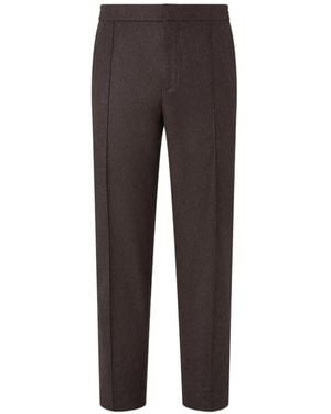 ZEGNA Dark- Wool Silk And Cashmere Trousers - Grey