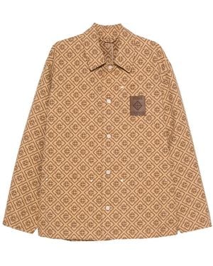 CASABLANCA Monogram-Print Logo-Patch Jacket - Natural