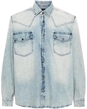 BOSS Press-Stud Denim Shirt - Blue