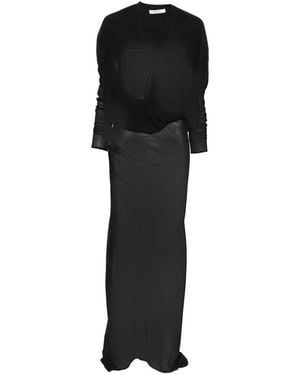 Entire studios Sheer-Panel V-Neck Maxi Wrap Dress - Black