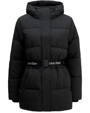 Calvin Klein Mantel Met Ceintuur - Zwart