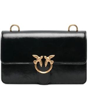 Pinko Love Birds Leather Shoulder Bag - Black
