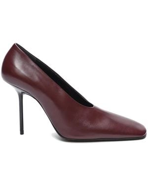 Victoria Beckham Square-Toe Leather Court Shoes - Purple