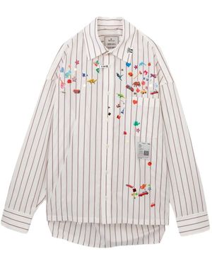 Maison Mihara Yasuhiro Kids Sticker Printed Stripe Shirt - White