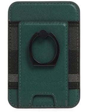 Piquadro Magsafe Leather Ring-Stand Phone Cardholder - Green