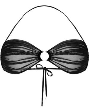 Zhilyova Icon Gathered-Tulle Halterneck Bra - Black