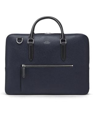 Smythson Zip-Front Briefcase - Blue