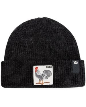 Goorin Bros Ribbed-Knit Patch-Detail Beanie Hat - Black
