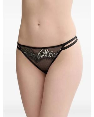 Chantelle Mesh-Tanga Mit Pailletten - Schwarz