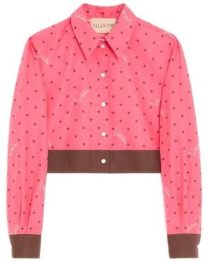 Valentino Garavani Muslin Starry Signature Shirt With Star-Print - Pink