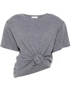 Magda Butrym Knotted Cropped T-Shirt - Grey