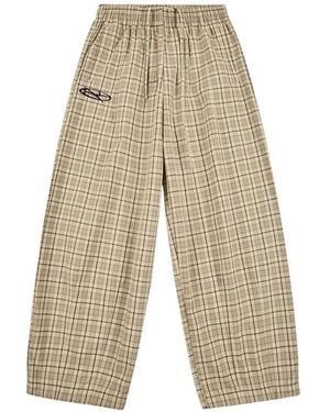 Boredom Kills Plaid-Pattern Track Trousers - White