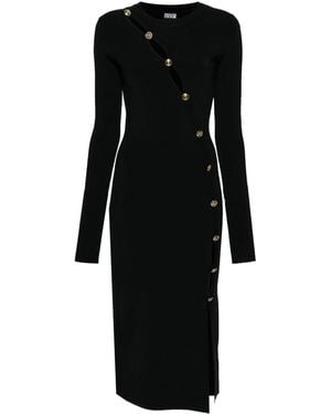 Versace Jeans Couture Decorative-Buttons Knitted Midi Dress - Black