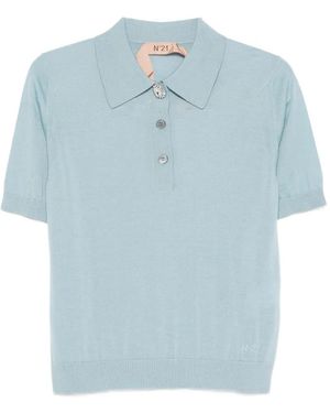 N°21 Button Embellished Polo Top - Blue