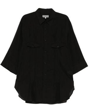 Yohji Yamamoto Pleated Sheer Shirt - Black