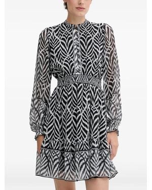 Hale Bob Nyra Button Printed Mini Dress - Gray
