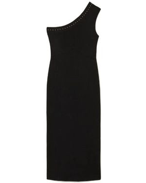 Twinset Studded One-Shoulder Knit Dress - Black