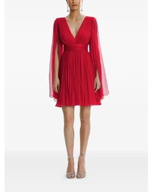 Framboise Palmer V-Neck Silk Mini Dress - Red