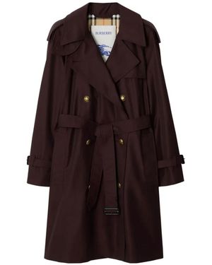 Burberry Trench Doppiopetto Con Cappuccio - Viola