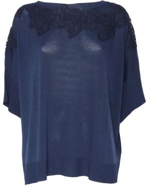 Ermanno Scervino Top Mit Spitze - Blau