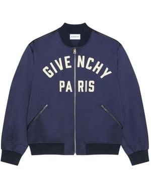 Givenchy Couture Seam Bomberjacke Aus Satin Mit Stickerei - Blau
