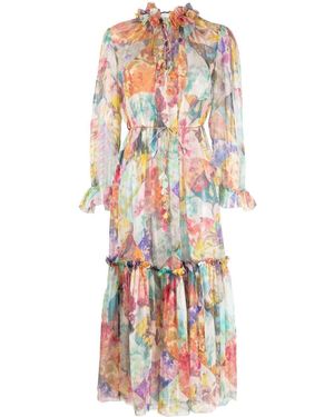Zimmermann ラッフル フローラル シルクオーガンザドレス - マルチカラー