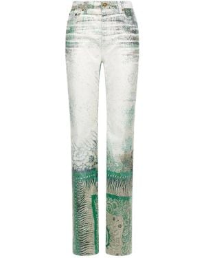 Roberto Cavalli Vaqueros Con Estampado De Bandana - Verde