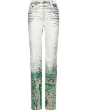 Roberto Cavalli Bandana-Print Jeans - Green
