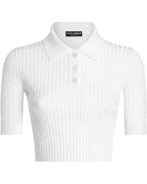 Dolce & Gabbana Geripptes Poloshirt - Weiß